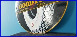 Vintage Goodyear Tires Porcelain Gas Aviation Airplane All Weather Service Sign