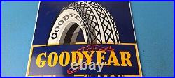 Vintage Goodyear Tires Porcelain Gas Aviation Airplane Convex Service Pump Sign