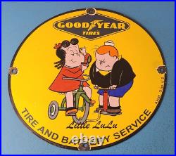 Vintage Goodyear Tires Porcelain Gas Service Station Pump Plate Sign