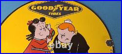 Vintage Goodyear Tires Porcelain Gas Service Station Pump Plate Sign