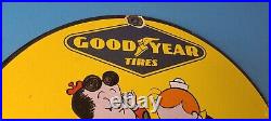 Vintage Goodyear Tires Porcelain Gas Service Station Pump Plate Sign