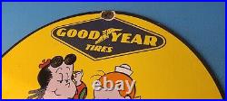 Vintage Goodyear Tires Porcelain Gas Service Station Pump Plate Sign