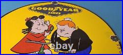 Vintage Goodyear Tires Porcelain Gas Service Station Pump Plate Sign