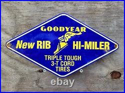 Vintage Goodyear Tires Porcelain Sign Gas Automobile Parts Garage Service Center