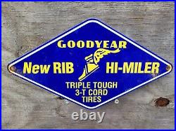 Vintage Goodyear Tires Porcelain Sign Gas Automobile Parts Garage Service Center