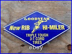 Vintage Goodyear Tires Porcelain Sign Old Automobile Parts Garage Service Gas