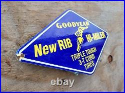 Vintage Goodyear Tires Porcelain Sign Old Automobile Parts Garage Service Gas