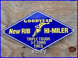 Vintage Goodyear Tires Porcelain Sign Old Automobile Parts Garage Service Gas