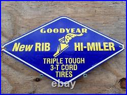 Vintage Goodyear Tires Porcelain Sign Old Automobile Parts Garage Service Gas