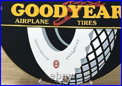 Vintage Goodyear Tires Porcelain Sign Sales Service Gas Oil Airplane Aircraft