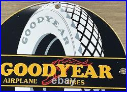 Vintage Goodyear Tires Porcelain Sign Sales Service Gas Oil Airplane Aircraft