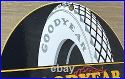 Vintage Goodyear Tires Porcelain Sign Sales Service Gas Oil Airplane Aircraft