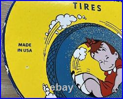 Vintage Goodyear Tires Porcelain Sign Sales Service Gas Oil Bicycle Shop Bike