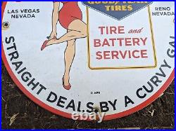 Vintage Goodyear Tires Service Porcelain Enamel Gas Station Pump Sign