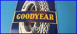 Vintage Goodyear Tires Sign Porcelain Gas Service Convex Advertising Sign