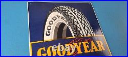 Vintage Goodyear Tires Sign Porcelain Gas Service Convex Advertising Sign