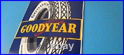 Vintage Goodyear Tires Sign Porcelain Gas Service Convex Advertising Sign