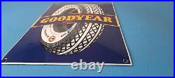 Vintage Goodyear Tires Sign Porcelain Gas Service Convex Advertising Sign