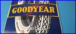 Vintage Goodyear Tires Sign Porcelain Gas Service Convex Advertising Sign