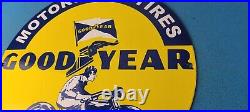 Vintage Goodyear Tires Sign Porcelain Service Advertising Gas Oil Pump Sign