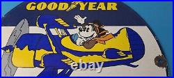 Vintage Goodyear Tires Sign Porcelain Service Mickey Mouse Gas Oil Pump Sign