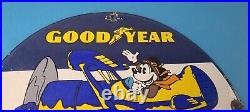 Vintage Goodyear Tires Sign Porcelain Service Mickey Mouse Gas Oil Pump Sign