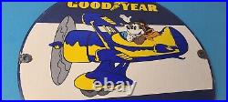 Vintage Goodyear Tires Sign Porcelain Service Mickey Mouse Gas Oil Pump Sign