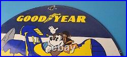 Vintage Goodyear Tires Sign Porcelain Service Mickey Mouse Gas Oil Pump Sign