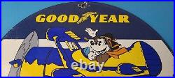 Vintage Goodyear Tires Sign Porcelain Service Mickey Mouse Gas Oil Pump Sign