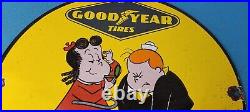 Vintage Goodyear Tires Sign Porcelain Service Station Battery Gas Pump Sign