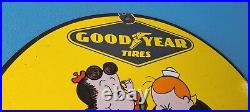 Vintage Goodyear Tires Sign Porcelain Service Station Battery Gas Pump Sign