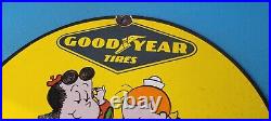 Vintage Goodyear Tires Sign Porcelain Service Station Battery Gas Pump Sign