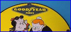 Vintage Goodyear Tires Sign Porcelain Service Station Battery Gas Pump Sign