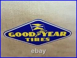 Vintage Goodyear Tires Winged Foot & Flag Die-cut 13 Metal Gasoline Oil Sign