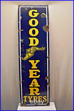 Vintage Goodyear Tyres Tires Advertising Porcelain Enamel Sign Circa 1940 Rare