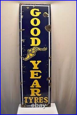 Vintage Goodyear Tyres Tires Advertising Porcelain Enamel Sign Circa 1940 Rare