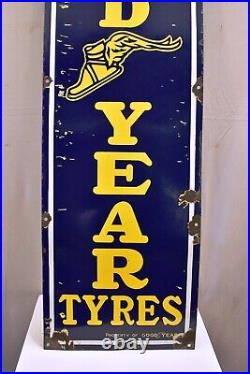 Vintage Goodyear Tyres Tires Advertising Porcelain Enamel Sign Circa 1940 Rare