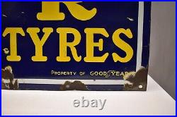 Vintage Goodyear Tyres Tires Advertising Porcelain Enamel Sign Circa 1940 Rare