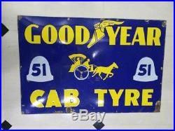 Vintage Goodyear tire tyres goodyear cab enamel porcelain sign size 25X 34