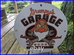 Vintage Grumpy's Garage Shop Porcelain Advertising Sign 12