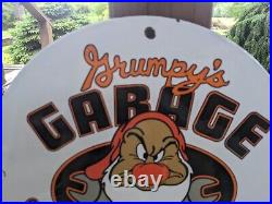 Vintage Grumpy's Garage Shop Porcelain Advertising Sign 12