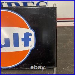 Vintage Gulf Tires Sign Display Gas Station Metal Tire Stand