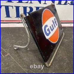 Vintage Gulf Tires Sign Display Gas Station Metal Tire Stand