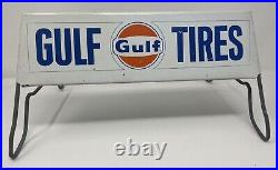 Vintage Gulf Tires Sign Display Rack Signs Metal Gas Station Tire Stand