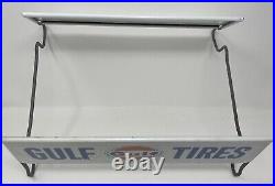 Vintage Gulf Tires Sign Display Rack Signs Metal Gas Station Tire Stand