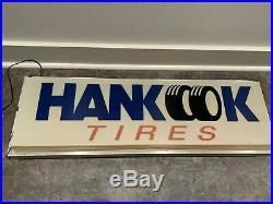 Vintage HANKOOK TIRES Double Sided Lighted Dealer Advertising Shop Sign 37 Long
