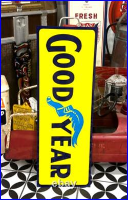 Vintage Hand Painted Lettered GOODYEAR TIRES Gas Station Gas Oil Dealer Sign @