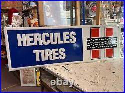 Vintage Hercules Tires Embossed Advertising Sign Gas & Oil Unusual Size