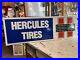 Vintage-Hercules-Tires-Embossed-Advertising-Sign-Gas-Oil-Unusual-Size-01-wrb