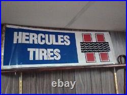 Vintage Hercules Tires Embossed Advertising Sign Gas & Oil Unusual Size